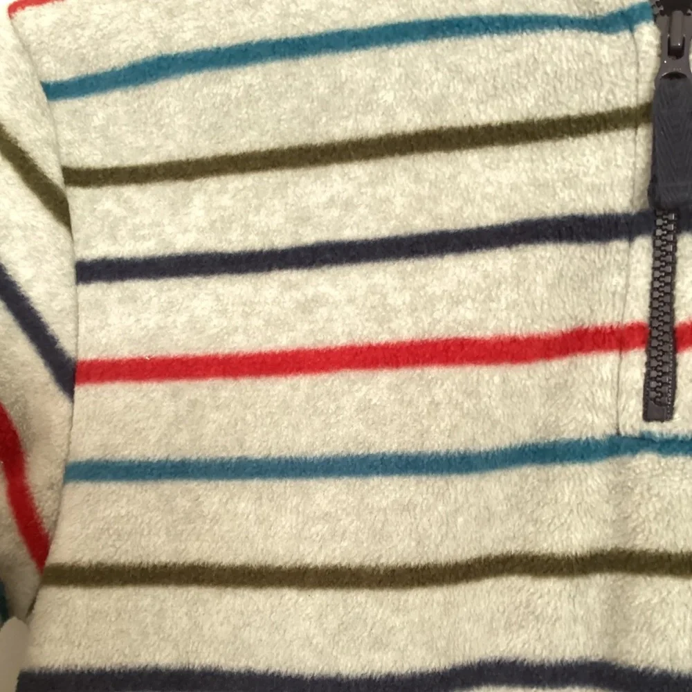 Gymboree Boy Striped Fleece Size L Pullover Shirt Gray Red Blue Green Stripes